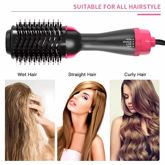 2-in-1 Hot Air Brush, Hair Dryer, Straightener & Volumizer Unisex Use One Step Hot Air Brush (Dryer + Styler)