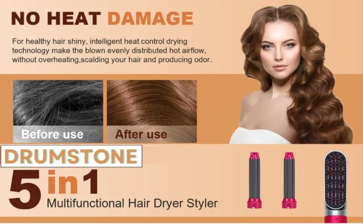 5 in 1 - hairdryer brush-air styler - volumizer hair straightener for womwn