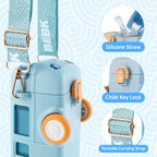 Bus Shape Water Bottle with Straw for Kids