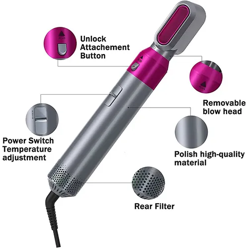 5 in 1 - hairdryer brush-air styler - volumizer hair straightener for womwn