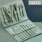 16pcs Manicure Pedicure Grooming Kit, Stainless Steel set