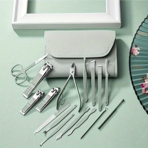 16pcs Manicure Pedicure Grooming Kit, Stainless Steel set