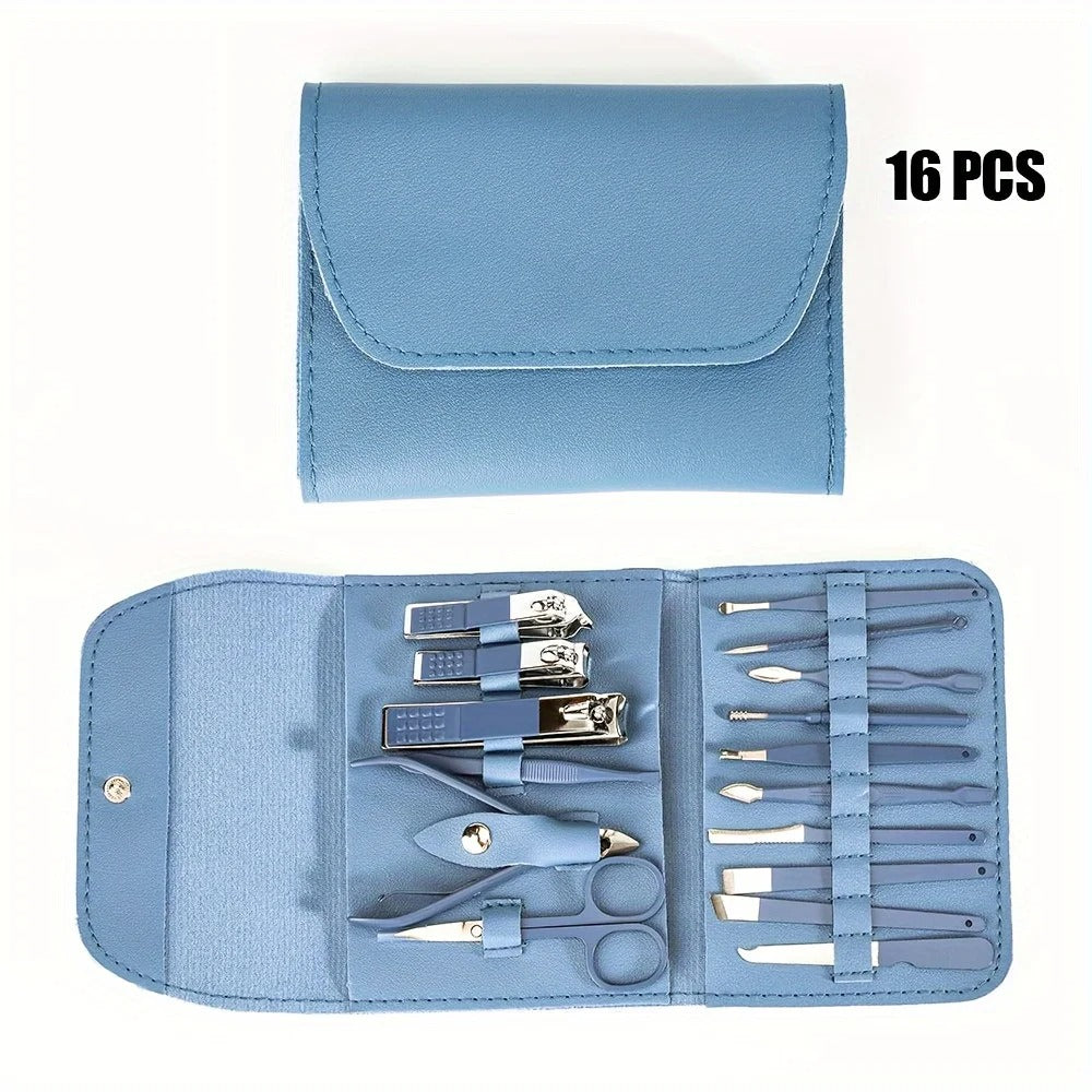 16pcs Manicure Pedicure Grooming Kit, Stainless Steel set